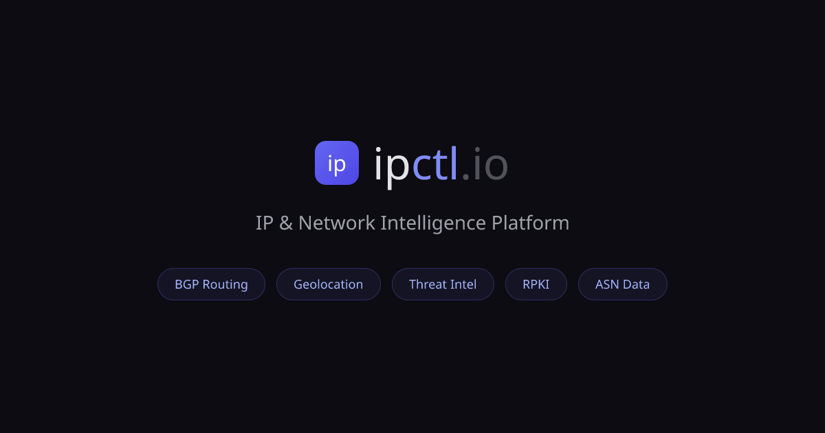 IP & ASN Intelligence — BGP, RPKI, Threat Intel | ipctl.io